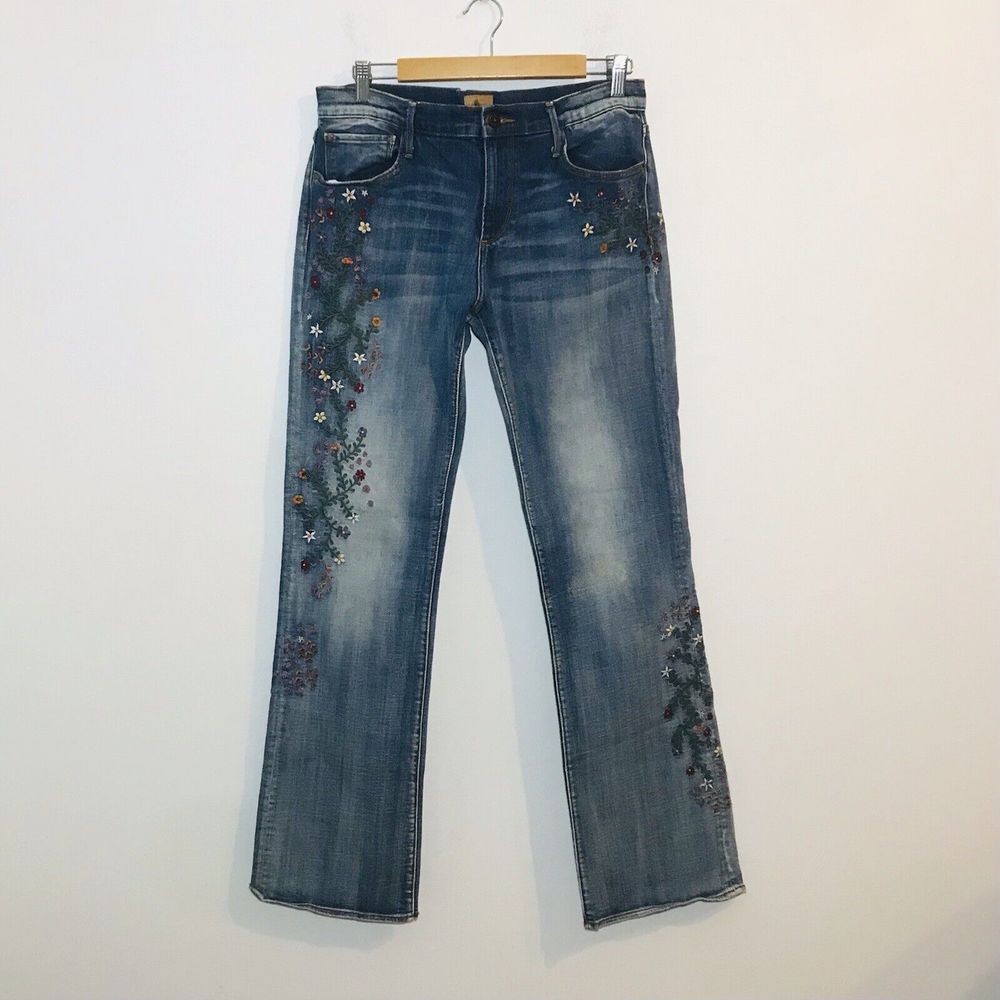 Driftwood Kelly Bootcut Floral Embroidered Jeans Womens 31 Medium Wash Sundance